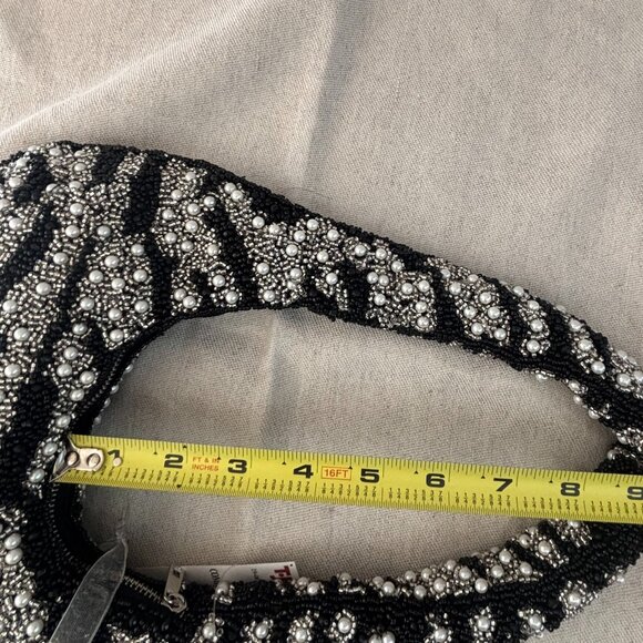 Viral Zebra Hobo Bag - Made in India - Black, White, Silver and Pearls - Picture 10 of 10